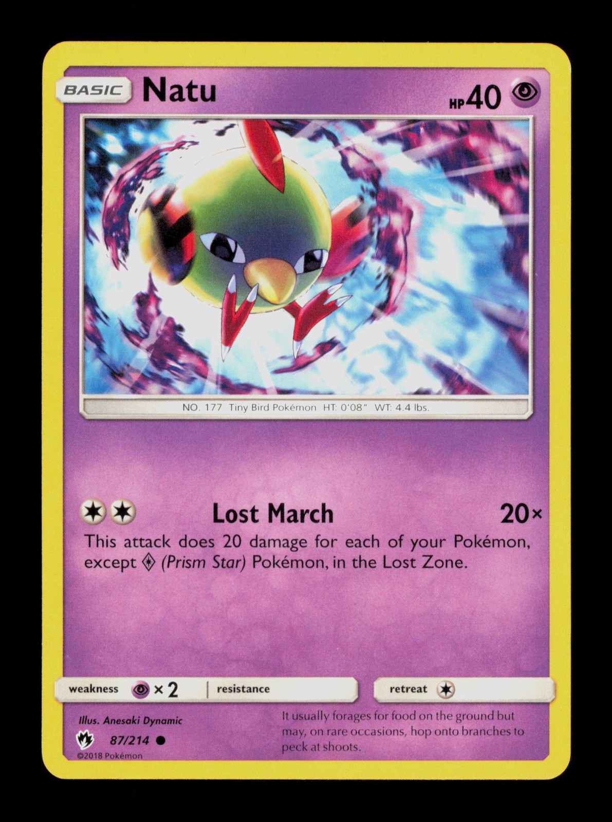 Natu 87/214 Pokemon Lost Thunder Trading Card TC
