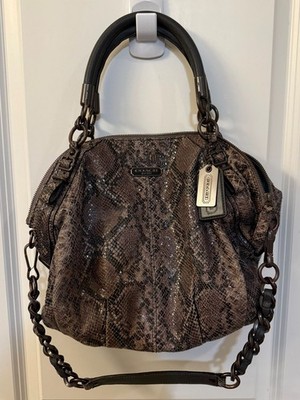 Coach Madison Sophia Python Embossed Leather Satchel with Chain 