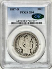 1897 O BARBER HALF DOLLAR PCGS & CAC G4