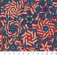 Stonehenge Stars Stipes 14 Pinwheels Patriotic By the Yard x43in cotton