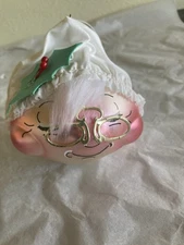 Vintage De Carlini Mrs Santa Claus Glass Head Ornament Christmas Italy