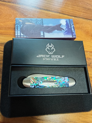 Jack Wolf Knives Equal End - Abalone - 14C28N - Slipjoint - Rarität / Vitrinenst