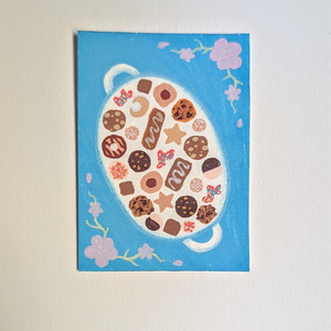 ACEO Artist Original, ATC Artist Trading Card, Mini Art, Abstract, Food, Cookies