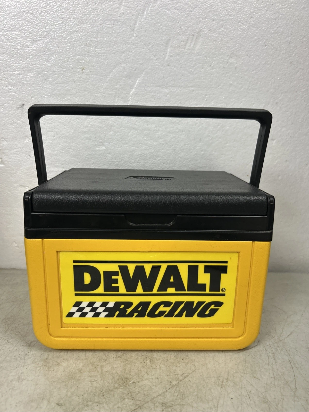 Vintage Dewalt Racing Coleman Insulated Lunch/Drink Cooler Yellow Black USA