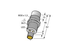 1634822 Turck Inductive Proximity Sensor, Proximity;  30mm Sensing Distance;