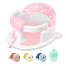 Baby Bath Seat for Babies 6 Months - Non-Slip Toddler Support, Pink, Safe Com