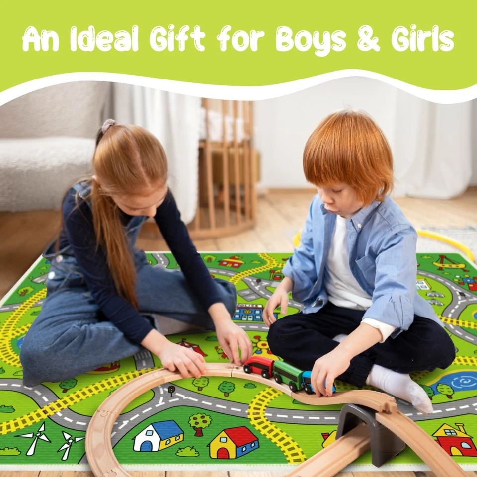 Alfombra para niños Alfombra de coche, Alfombra de pista para coche, Alfombra de juego para niños con carreteras, Lavable y antideslizante Foto 4 de 4