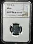 1943-D 1C  Lincoln Wheat One Cent NGC MS66   8699720-026
