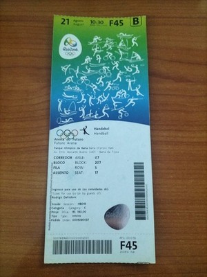 Used Ticket Olympic Games 2016 Rio Olympia F45 Handball Bronze Germany -Poland 2