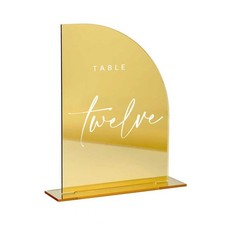 10 Pack Gold Acrylic Half Arch Sign With Stand 5x7 Inch Blank Table Number
