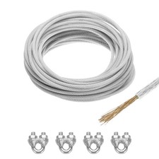 15m Clear Vinyl Coated 1/4 Galvanized Steel Cable (4PCS for M6)