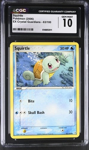 Pokemon Squirtle 63/100 EX Crystal Guardians - CGC 10