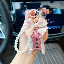 Full Crystal Bowknot Cute 3D Coat Pendant Car Key Chain Handbag Keyring Gift