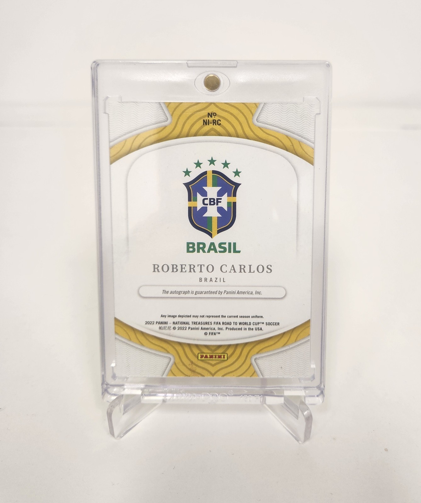 2022 National Treasures FIFA World Cup Roberto Carlos On Card Auto #/25 view 2