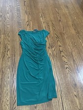 Lauren Ralph Lauren Women's Cocktail Dress Size 10, Green, Sleeveless, Ruched