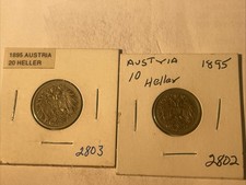 1895 Austria 20 Heller and 10 Heller Coin Lot of 2 Extremely Fine Condition