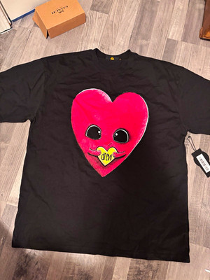 drew house Men's Black Short Sleeve Crew Neck Heart Graphic T-Shirt Size L