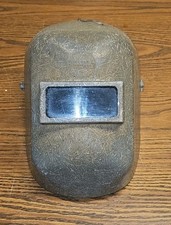 Lincoln USA Vintage Welding Helmet Shield Gray Fiberglass Welder Mask Hood.