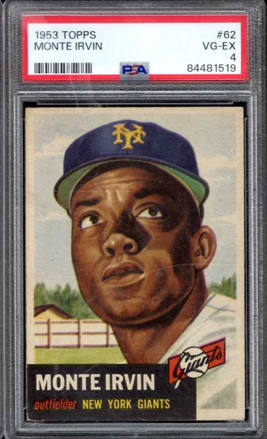 1953 Topps #62 Monte Irvin - PSA VG-EX 4 - New York Giants - CENTERED - VSCARDS