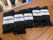 LOT OF 5 - NEW BOMBAS SOCKS CALF CREW BLACK SIZE LARGE HONEYCOMB ARCH