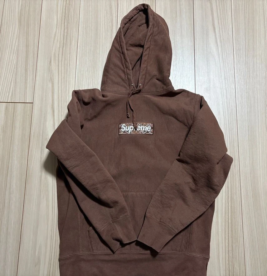 Sweat à capuche marron logo Supreme Bandana Box