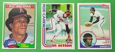 Lot of Three Topps Rod Carew Cards: 1981 (100), 1982 (501), 1983 (200) NM