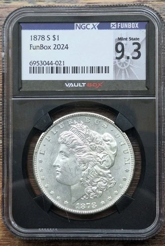 1878 S MORGAN SILVER DOLLAR NGC Graded MS 63, NgcX 9.3 Funbox 2024