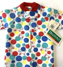NEW Vintage 90s HEALTHTEX Cute Mice Primary Colors Footed One Piece 0-6 Months