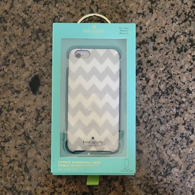 Kate Spade New York Hybrid Hardshell Case for iPhone 6/6s Silver Chevron Glitter