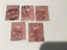 Tasmania 1d Red Mount Wellington Seven Seas 11,qty 5 Hobart cancel,,