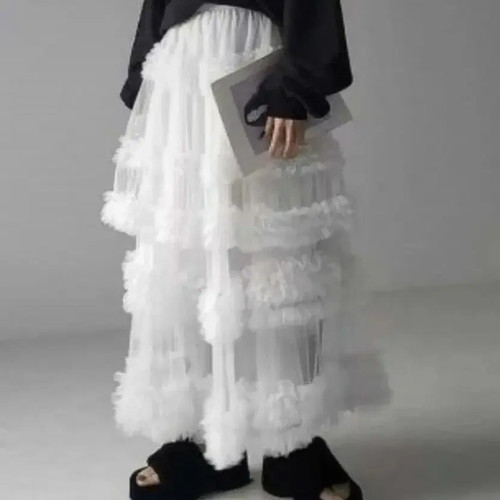 White Tulle Long Skirt for Ballet & Audition