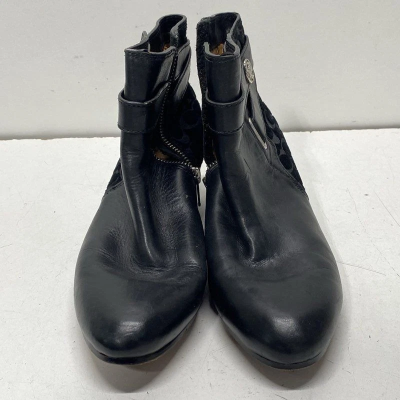 Bota Coach Preta Logotipo Tornozelo Feminina Tamanho 7.5 - Imagem 2 de 4