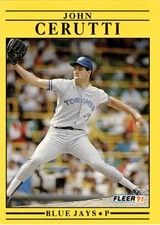 Tarjetas de béisbol Fleer MLB 1991 de colección John Cerutti Toronto Blue Jays #172