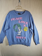 LOONEY TUNES BUGS BUNNY PEACE LOVE  UNITY PUFF PAINT SWEATSHIRT BLUE XL
