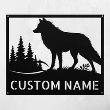 Personalized Wild Wolf Metal Sign Custom Home Decor Gift for Animal Lovers