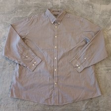 Eddie Bauer Shirt Mens 2XL Purple Plaid Long Sleeve Button Down Relaxed Fit