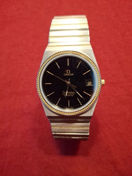 Omega Constellation Quartz mit Datum / Edelstahl mit 18K Goldkorden TOP Zustand