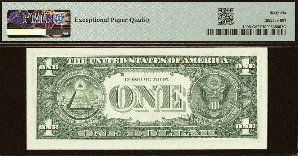 1974 $1 Federal Reserve Note PMG 66EPQ - Courtesy Autographs - Neff & Simon - Image 3 of 3