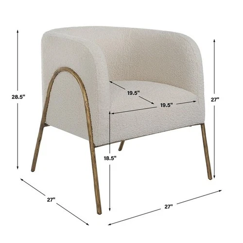 Uttermost Jacobsen Fabric and Iron Shearling Accent Chair in Off White - Picture 10 of 10