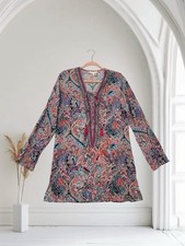 La Blanca Women  s Cover Up Dress Size Medium Multi Paisley Print Tie Neck 99