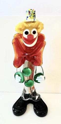 Art Glass Clown Figurine Multicolor Decorative Glossy Circus Theme