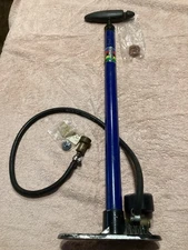 VINTAGE Blue Silca “87” Floor Pump with Presta Head and Parts. Made in Italy.
