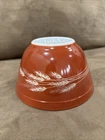 Autumn Harvest Wheat Orange Vintage Pyrex #401 750 ml Nesting Mixing Bowl a