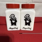Vintage Deco McKee Embossed Art Salt And Pepper Shaker Set Milk Glass