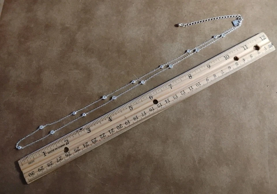 Delicado! BANANA REPUBLIC BR Bisel Plateado Conjunto Gemas Cristal 23"+ Collar! Foto 4 de 4