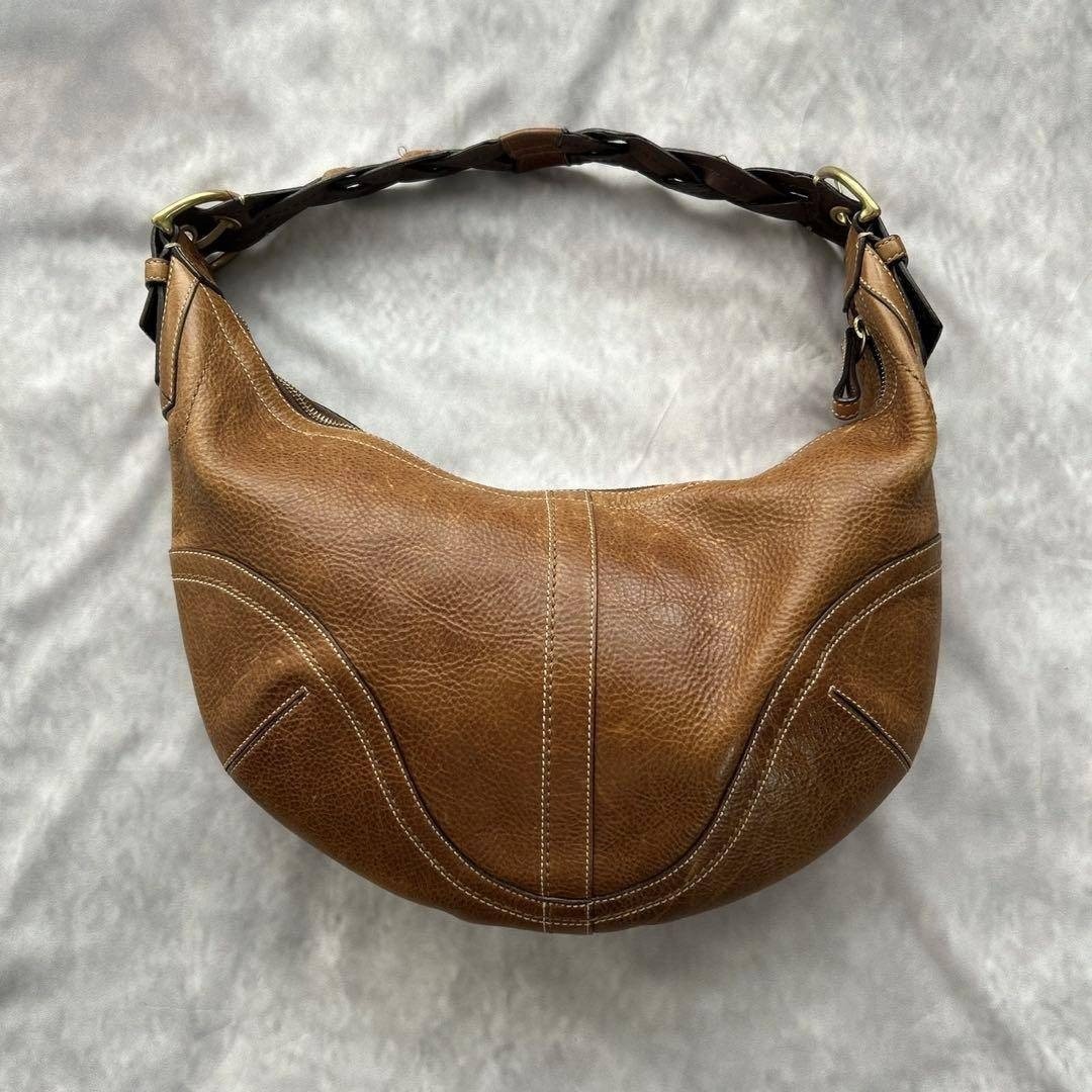 COACH 10044 Shoulder bag Half moon Hobo Brown Authentic From Japan