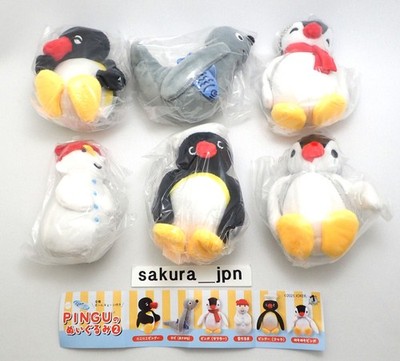 PINGU Plush Toy 2 Complete Set of 6 Capsule toy Gacha Gashapon with ball chain