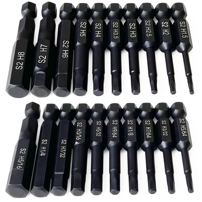 Hex Head Allen Wrench Drill Bit Set (10Pc Metric & 10Pc Sae