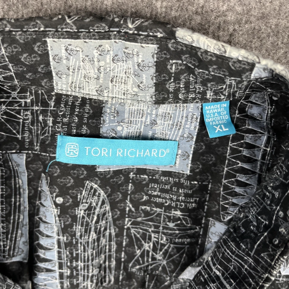 Camisa Tori Richard Hombres XL Multicolor Estampado Barco Algodón Hawaiano Césped Hecha en EE. UU. Foto 3 de 4