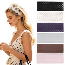 6 Pack Polka Dot Solid Headbands Women Hairband Styling Accessory